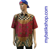 Couple Batik Cap Maroon Checkers