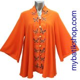 Handpainted Orange Butterfly Kebaya