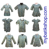 Family Batik - Misses Blue Cotton Print Slanted Buttons