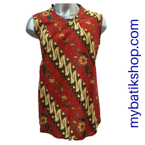 Misses MJ Batik Top Sleeveless Red Parang