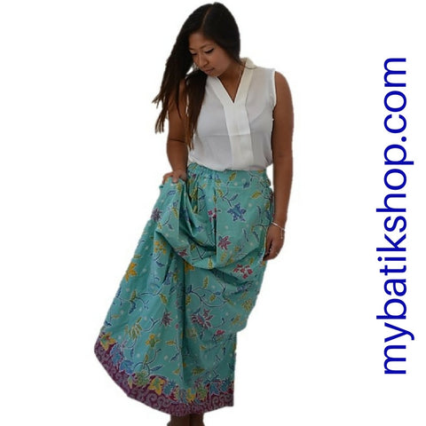 Misses Modern Fancy Pinch Green Skirt