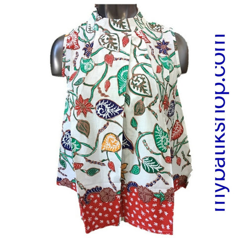 Misses MJ Batik Top Sleeveless Red Sunkist