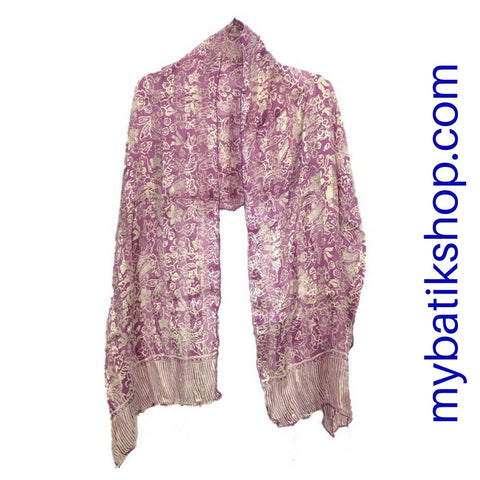 Batik Silk Scarf - Purple