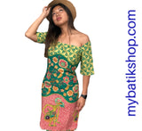 Batik Wayang Short-sleeves Sabrina Dress