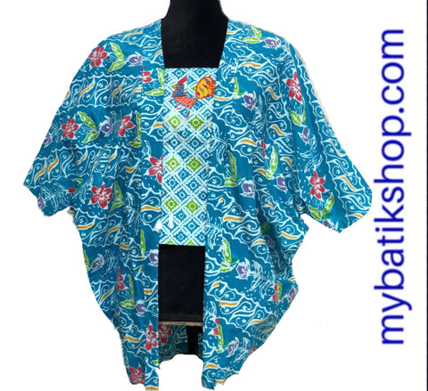 Misses Batik Kutubaru Short-sleeves Blue