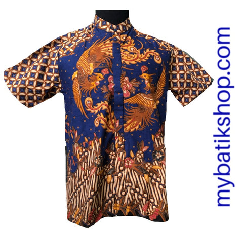 Batik Romo Koko Semi Tulis Solo Short-sleeves Blue